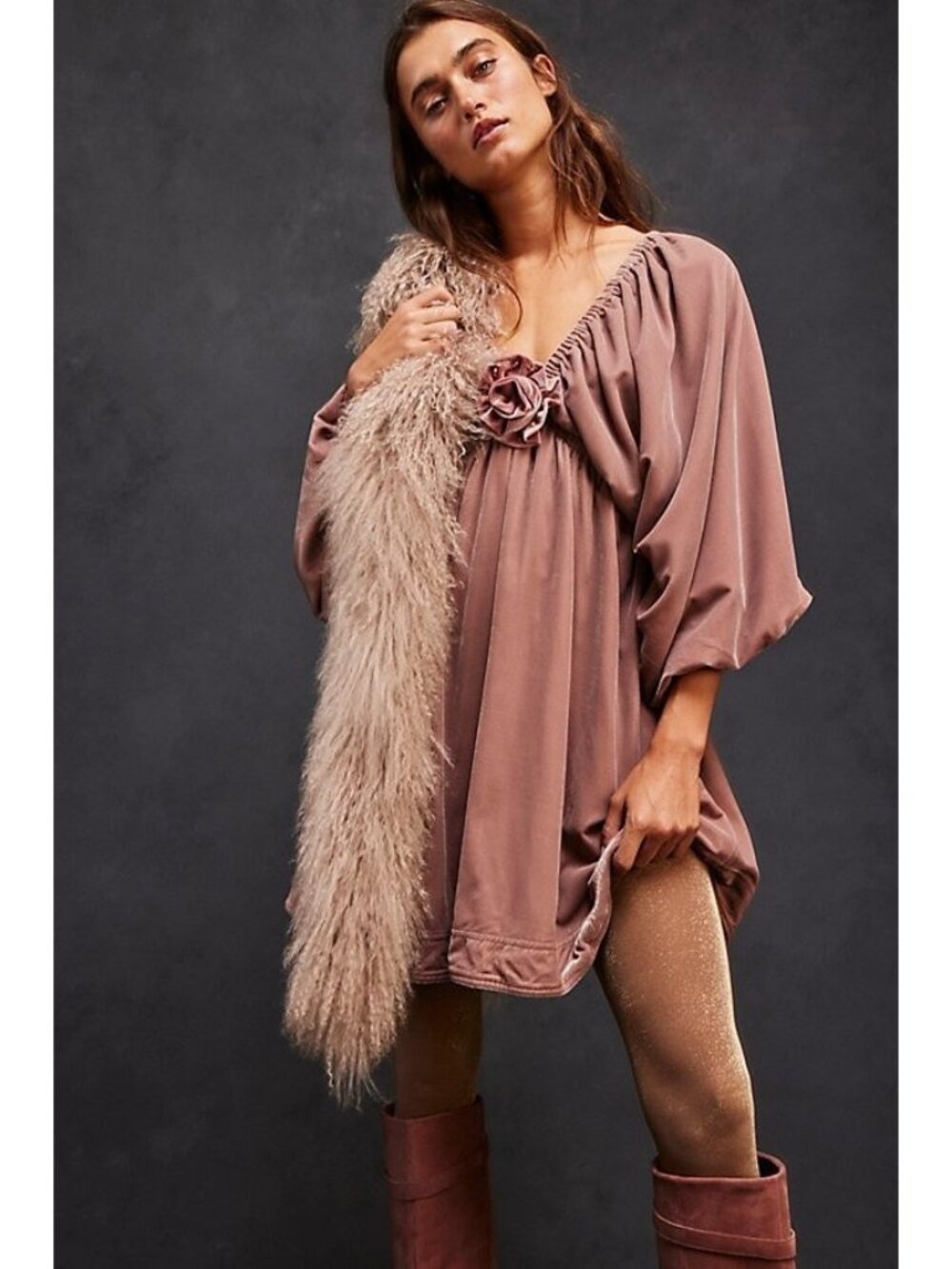 Free People Portia Velvet Mini Dress Winter Bloom Size XS
